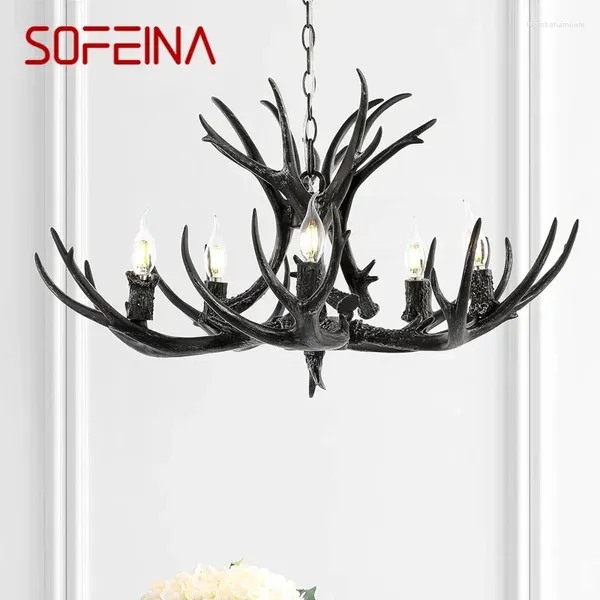 Lustres Sofeina Nordic Antler Lampe pendente American Retro Living Dining Room Villa Coffee Shop Clothes Store Decor Light Chandelier Light