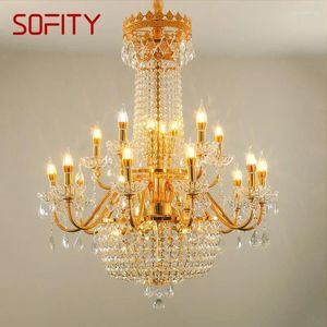 Lustres SOFITY Luxueux Lampe à suspension en cristal doré Bougie européenne Art Salon Restaurant Chambre Villa El Lustre