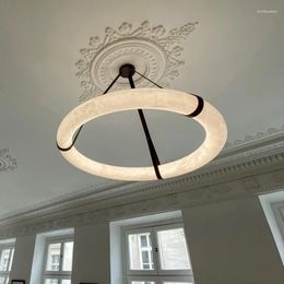 Lustres les lampes hangin en marbre espagnol pour le plafond décoration intérieure noire rond rond lustres réel luxe