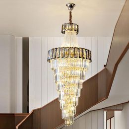 Kroonluiers Spiral Design Trap Kristallen Kroonluchter Moderne Villa Lighting AC110V 220V Luxe Cristal Living Room Decoratie plafonnier