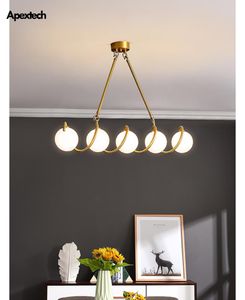 Kroonluchters spiraalvormige glazen bal dineren messing luxe home decor verlichting plafond opknoping lichten keuken eiland hanglamp