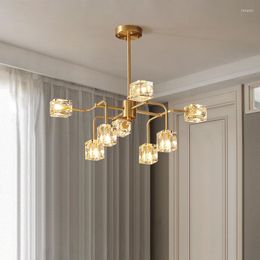 Kroonluchters vierkant kristal kroonluchter materiaal artistieke takken luxe goudlamp armaturen voor woonkamer keukenplafond