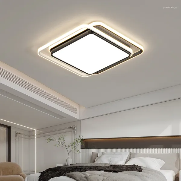 Lustres carrés plafond moderne à LEDs lustre pour salon chambre étude grenier bureau éclairage noir/blanc pour enfants