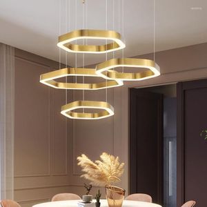 Lustres Lustre Polygone En Acier Inoxydable RC Couleur De La Lumière Réglable Moderne De Forme Spéciale Avec Hauteur Et Longueur Personnalisées