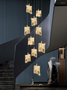Kroonluchters trap kroonluchter Noordse licht luxe acryl acryl high-end villa duplex gebouw roterende lege woonkamer