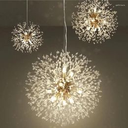 Les lustres étoiles Fireball LED Pendant Lighting Dandelion Light Restaurant salon salon personnalisé Creative Art Crystal