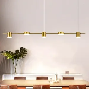 Kroonluchters Strip Goud of Zwart LED Kroonluchter 3/5/6 Heads Lamp Bar Coffee Shop Home Decor Binnenverlichting Minimalistische Hangende Armaturen