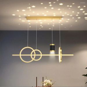 Lustres Style Qingshe Moderne LED Salle À MangerFashion Intelligence Plafond Éclairage Ciel Étoilé Lndoor Lampes Suspensions