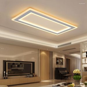 Lustres Surface monté rectangle plafond moderne à LEDs lustre salon salle à manger chambre luminaires ultra-minces