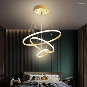 Kroonluchters drie-ring led plafond kroonluchter huis gouden verlichting moderne minimalistische woonkamer lichten Alwoordlands lichten