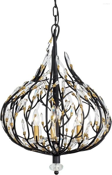 Lustres varaluz bask pendentif en cristal 3-lt - lampes de lustre en or noir / français pour le salon