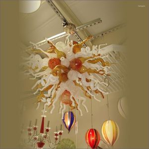 Lámparas de araña Decoración de villa Iluminación moderna Multicolor Fiesta grande Vidrio soplado Aire AC Bombillas LED 120 V / 240 V Luz grande