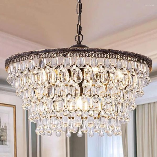 Lustres Vintage grandes gouttes de verre Led cristal fer Lustres pendentifs moderne E14 lampe suspendue pour cuisine salon chambre