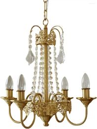 Lustres éclairage de bougie en cristal vintage 4 lumières luxueuses luxueuses pendantes de la lampe