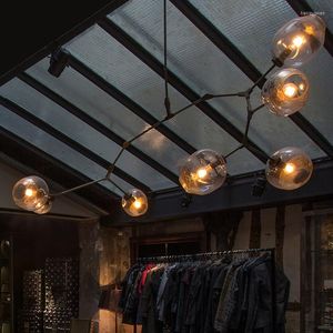 Kroonluchters Vintage Hanging voor levende eetkamerwinkel Moderne kroonluchter E27 Black Gold Glass Suspension Luminaire