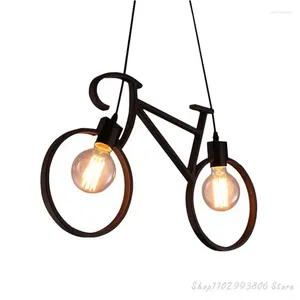 Kroonluchters Vintage ijzeren fietsvorm LOFT Wit Zwart Kroonluchter Slaapkamer Woonkamer Lampen