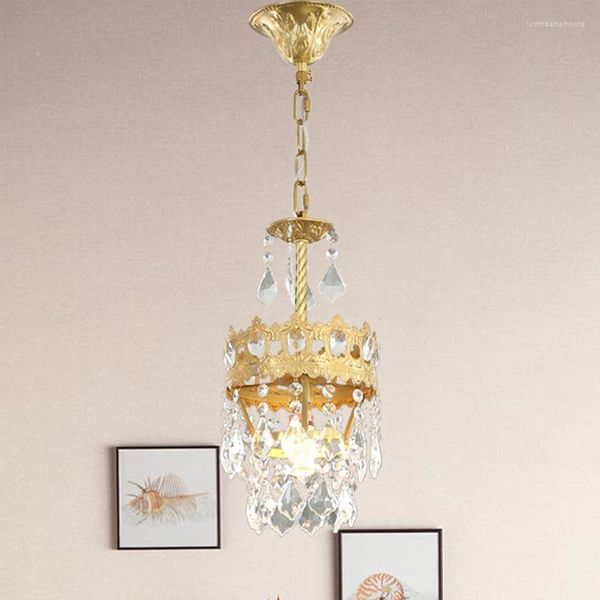 Lustres Vintage véritable cuivre lustre cristal luminaires LED lampe suspendue nordique moderne salon chambre intérieur décor à la maison lustre