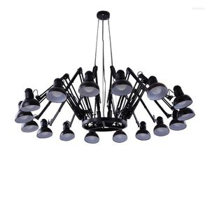 Lustres Vintage Araignée Lustre Industriel En Métal Noir Blanc Lampe Suspendue Décor Intérieur Lamparas Pendentif Lumières Suspension Luminaire