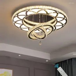Lustres w32 '' chanderliers en cristal salon plafonnier plafonnier intérieur lampe à LED dimmable pour chambre à coucher