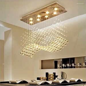 Lustres Lustre en cristal ondulé décoration de la maison luxe Suspension Luminaire salon salle à manger chambre lampes suspendues pour plafond