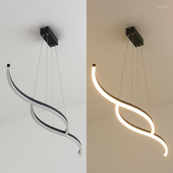 Lustres WhiteBlack Lampe nordique LED pour cuisine chambre salle à manger acrylique suspendu lustre moderne luminaires