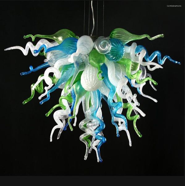 Lustres En Gros Coloré Forme De Fleur Italien Murano Luminaire Lustre En Verre Soufflé Avec Ampoules LED