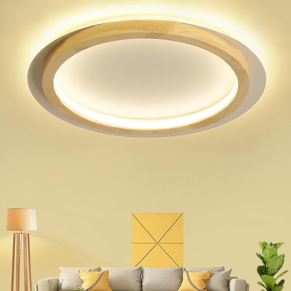 Lustres En Bois Rond LED Lustre Pour Chambre Enfants Salon Lampes Suspendues Éclairage Intérieur Décoration Lumières Source AC85-260V