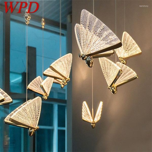 Candelabros WPD, colgante de mariposa nórdica, lámpara de techo moderna, diseño creativo para luz LED para el hogar