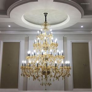 Lustres XL grand plafond haut lustre en cristal éclairage pour salon El meubles Led candélabre lampe d'église de luxe