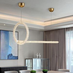 Kroonluchters Yoogee Postmodern Golden Crystal Kroonluchter Verlichtingsarmatuur voor Home Strip Lights Suspensie Luminaire lampen Dining Room