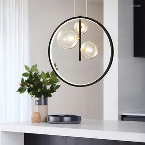 Lustres ZK50 Nordic Creative Lustre Simple Restaurant Bar Boule De Verre Escalier Décoration Chambre Chambre Luminaires