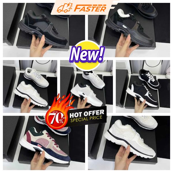 Chan Designer Luxury Trainers Sneakers Chaussures de course Chaussures de haute qualité Femmes Femmes Inner Hauteur intérieure Augmentation 2024 Nouvelle mode Volyme Couleur Blogage épais