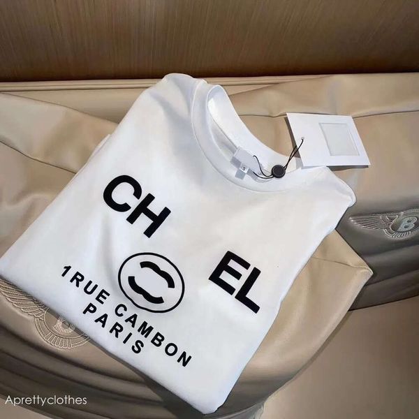 Chanei Chanells Edición Avanzada Camiseta para Mujer Dos Estampados De Letras C Pareja Moda Algodón Puro Cuello Redondo Xxxxl 5Xl Camiseta De Manga Corta 819