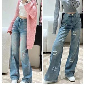 Chanei Chanells Designer haut de gamme vêtements pour femmes lettre flocage Vintage taille moyenne haute décontractée minceur jambe droite Jeans 164