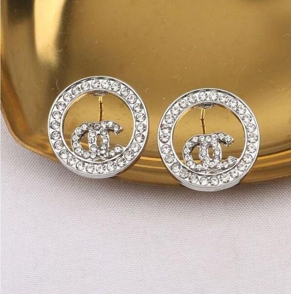 Boucles d'oreilles en diamant perle petite boucle d'oreille de créateur bijoux de luxe orecchini plaqué argent femmes hommes ont boucle d'oreille à la mode petites boucles d'oreilles de créateur de lettre d'or