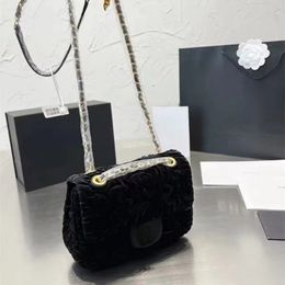 Designer Velvet Bag Originele enkele schouderkettingtas Camellia -serie Top Luxe Crossbody Bag Handtas