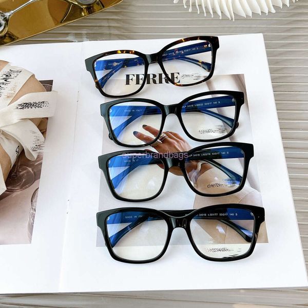Gafas de sol del chanelismo para mujeres nuevas gafas ópticas Los vasos ligeros anti azul se pueden combinar con un marco negro de color natural de varios grados
