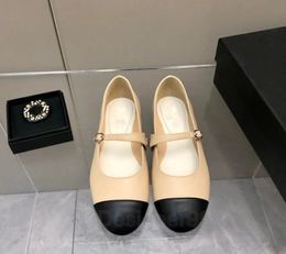 Chanelity Mary Jane zapatos de vestir diseñador casual sandalias para mujer mocasines para mujer moda vintage retro de una sola capa de piel de oveja empalme zapato de ballet