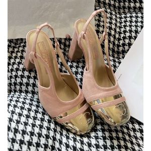 Chanelity Slingbacks Sandaal dames klassieke geitenkin cap teen 2tone beige zwart blok hakken pompschoenen vintage chan in elkaar grijpen cy jane 2024