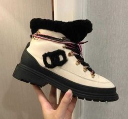 Chanells Boots Woman Lace-ups Shearling Suede Gray Orange Channel Casual Calfskin Style Blended Fabrics Street Style Plain Boots Paris