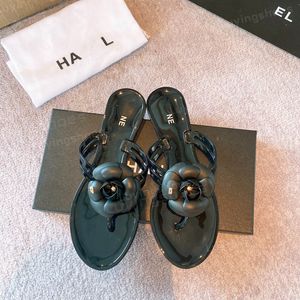 Chanells Sandalen Fashion Women Slipper Designer Sandalen Zwart /Wit kanaal Camellia Bloemrubber Flop Flops Luxe Summer Beach schoenen 490