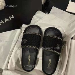 Chanells Shoe New Xiaoxiangfeng Designer Shoe Chanells Sandale Fomen's Summer Chanells Slipper Outwear Beach Shoe Chain Chain Corde Rope Tewoven Beach Channelsandals 206