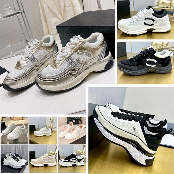 Chanells zapatillas zapatillas de carreras diseñador mujer fuera de la oficina zapatillas de lujo zapatos de lujo de top top de tope blanca zapatillas blancas para hombres mocasines zapatos casuales deportivos