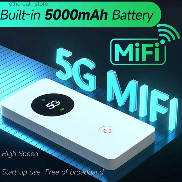 Routeurs chaneve mifi hotspot 5G modem portable mobile sim wifi router double bande 2.4g 5.8 GHz avec batterie de 5000 mAh connecter jusqu'à 32 utilisateurs Q231114
