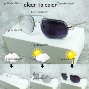 Verander Sunglasse Carter Stijlvolle fotochromic 4 Season Sun Sun Twee kleuren Lenzen Tinten Eyewear Diamond Cut Sunglass 2 Kleurglazen Originele editie