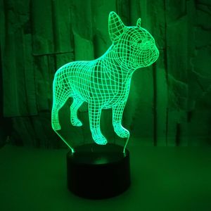 Modifiable tactile télécommande Vision lumière coloré 3D veilleuses atmosphère bouledogue français petite lampe de Table cadeau de noël