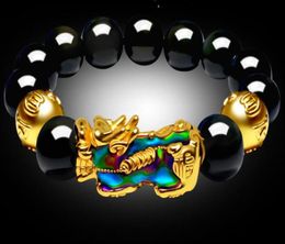 Bracelet d'humeur de couleur changeant Obsidian Gilded pi XIU Men et femmes Style Rope Rope Hand String Bracelets5990244