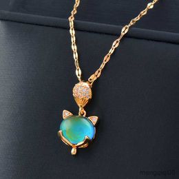 Collier en acier inoxydable à couleur changeante pour femmes, bijoux d'humeur, d'émotion, de température, chaîne de couleur or SSB