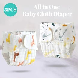 Cambiadores cubre 5 unids/lote 12 capas bebé pañal de tela lavable todo en uno pañal de tela nacido 100% algodón bebé todo en uno pañales con solapa 231007