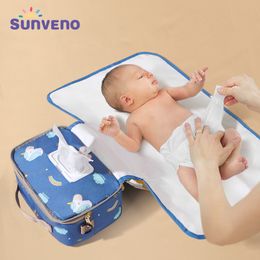 Cambiadores Fundas Sunveno 2in1 Bolsa de cambio de pañales portátil Cambiador impermeable Bolsa húmeda para pañales Cambiador de alta calidad con correa para el hombro 230705